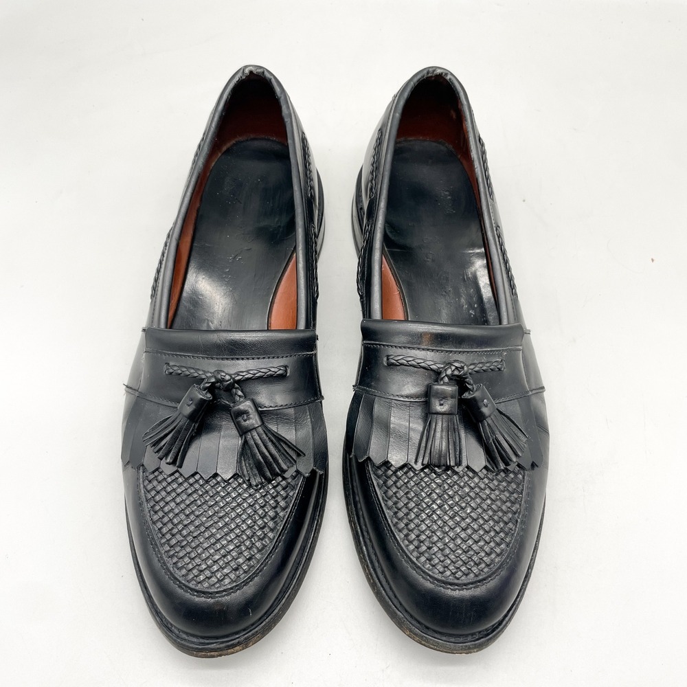 Allen Edmonds Mens 12D Cody Kiltie Tassel Loafers Black Leather VTG Preppy
